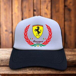 Ferrari Racing Mens Trucker Hat Black Snapback Luxury Automobile Baseball Cap